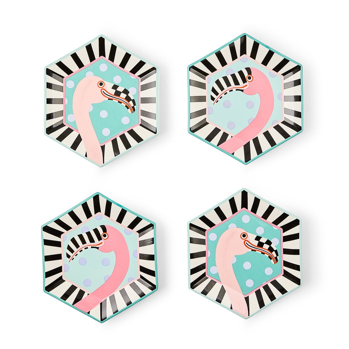 Patience Brewster Flamingo Dessert Plates, Set of 4
