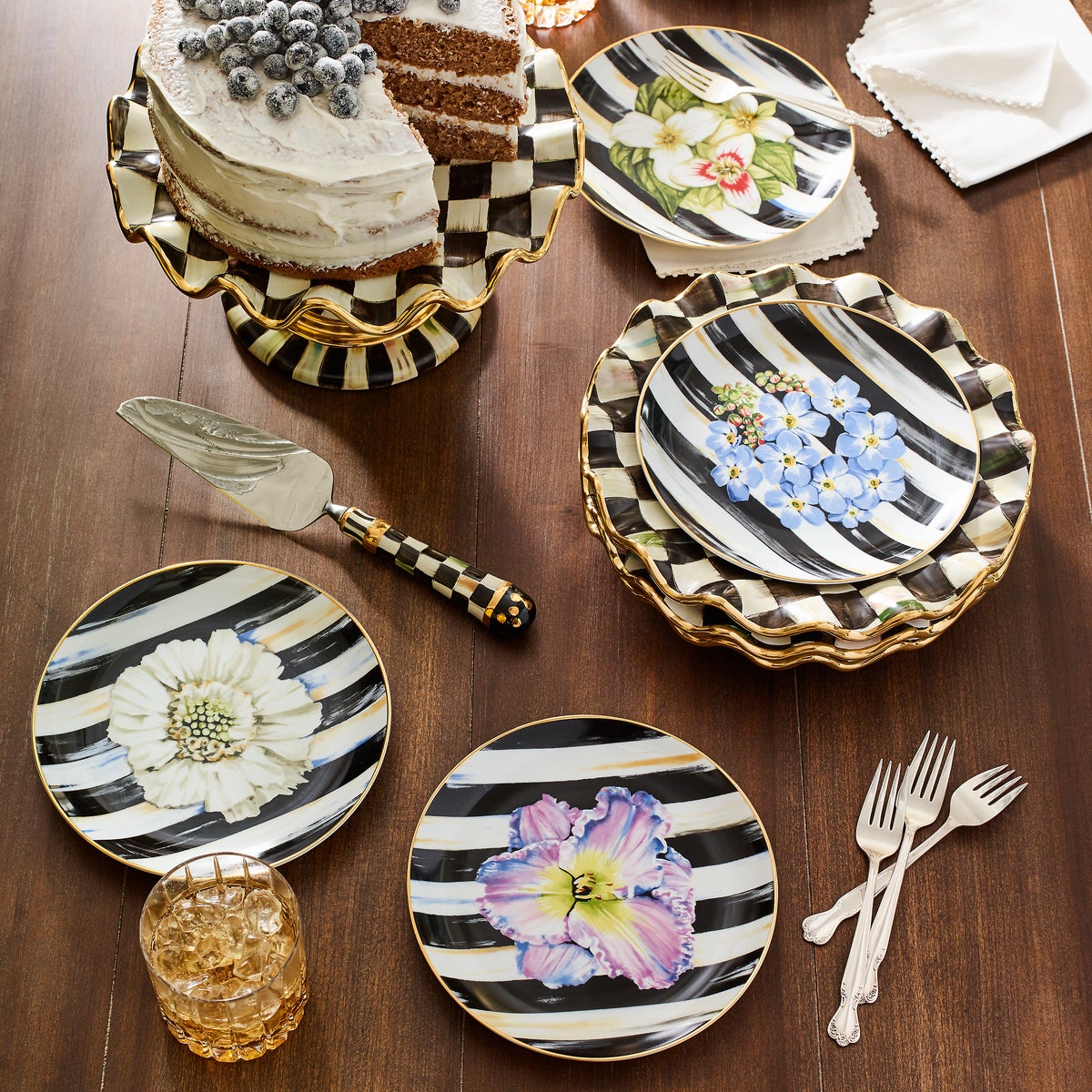 Courtly Check Ceramic Fluted Dessert Plate - Image 2