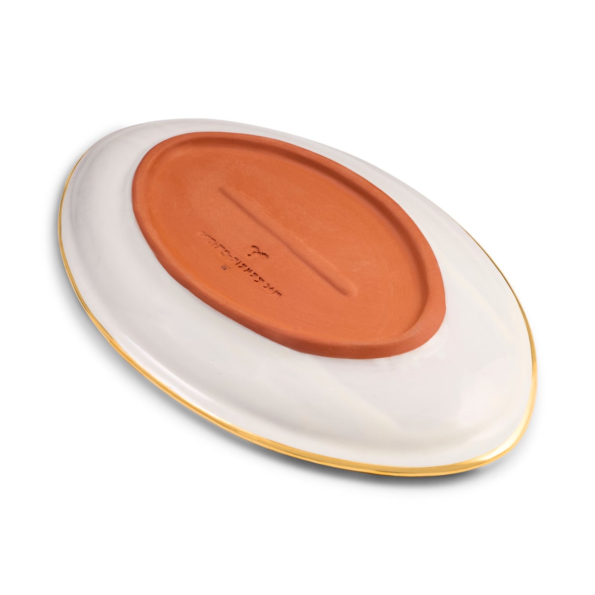 Indigo Check Ceramic Football Platter - Image 4