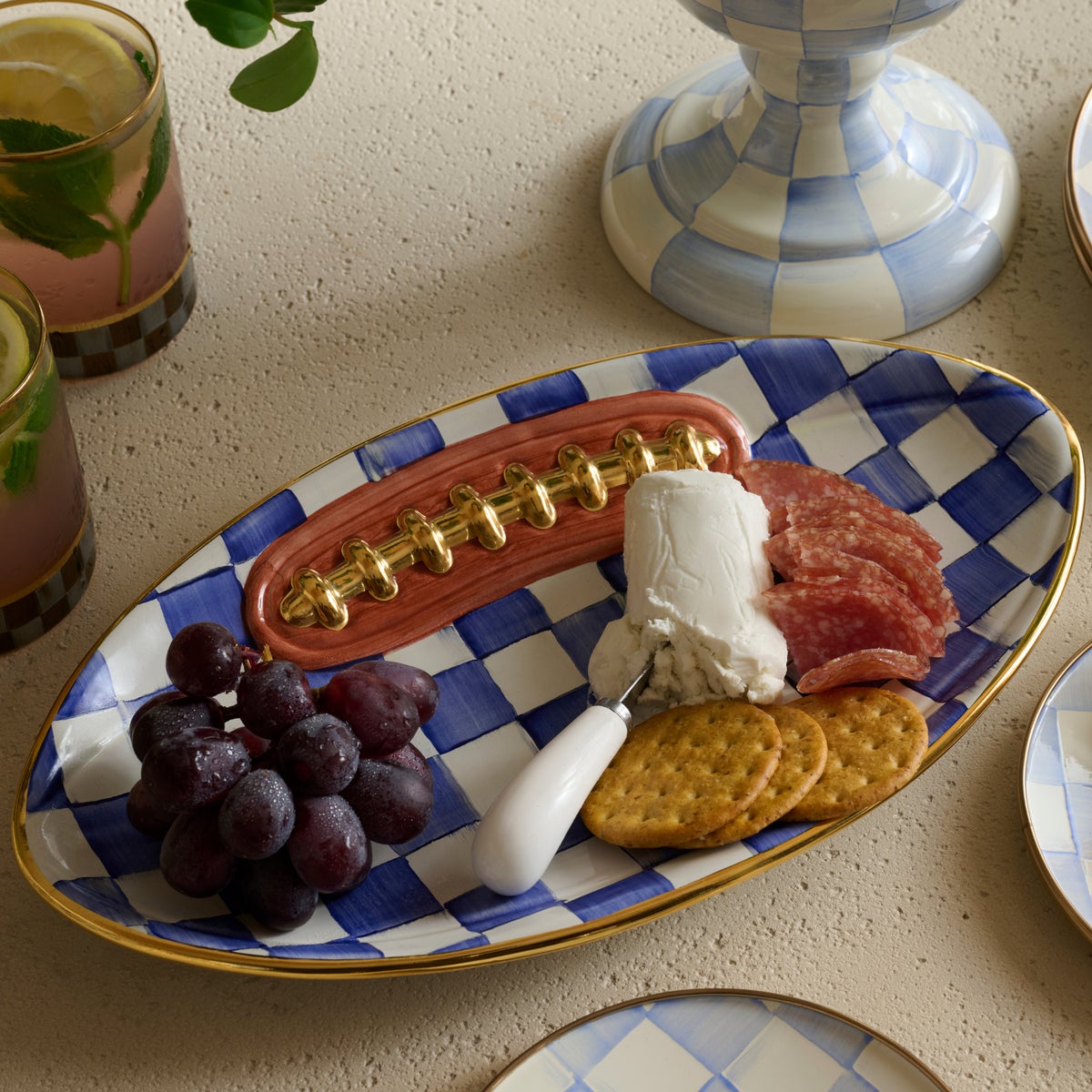 Royal Check Ceramic Football Platter - Image 5