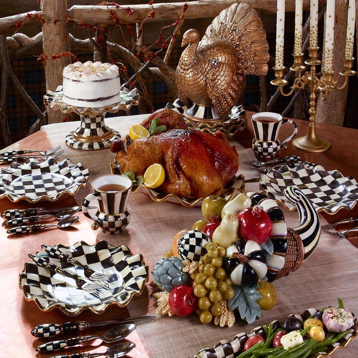 Courtly Check Ceramic Fluted Cake Stand - Image 6