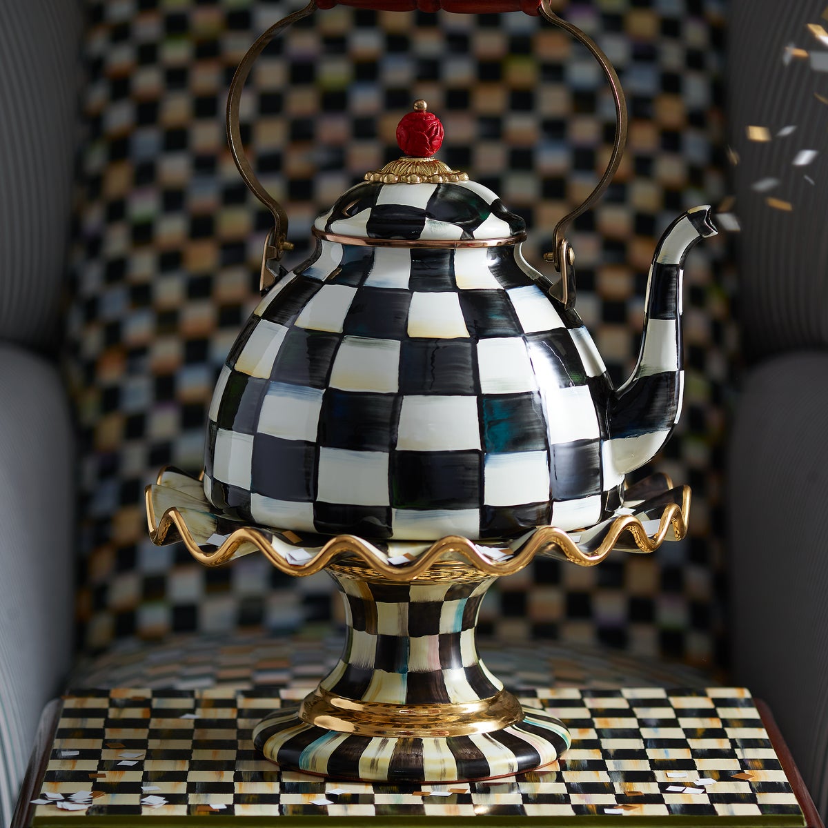 Courtly Check Ceramic Fluted Cake Stand - Image 8