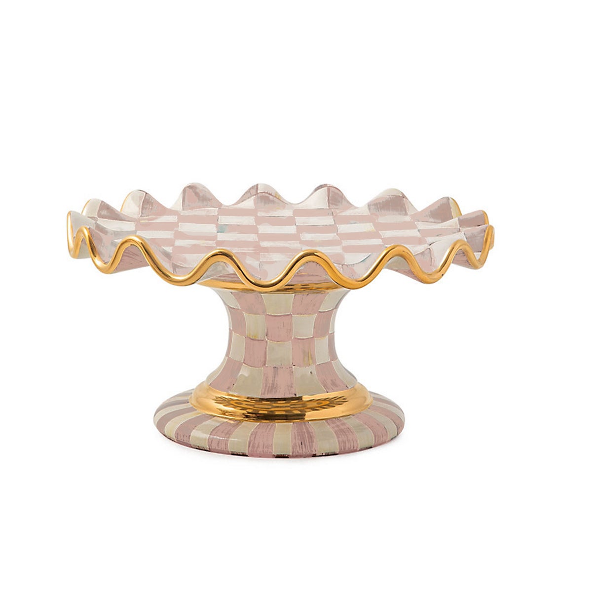 Rosy Check Ceramic Fluted Cake Stand - Image 2