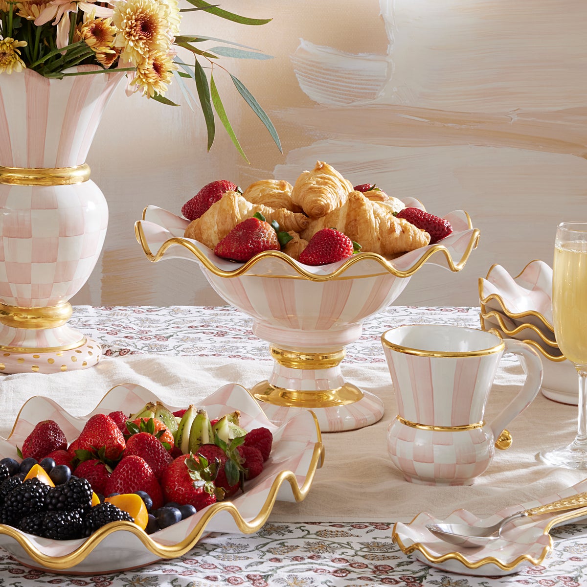 Rosy Check Ceramic Compote - Image 2