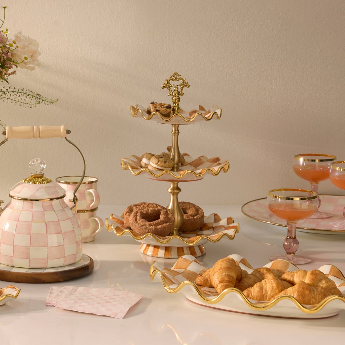 Ginger Check Ceramic Three Tier Sweet Stand - Image 3