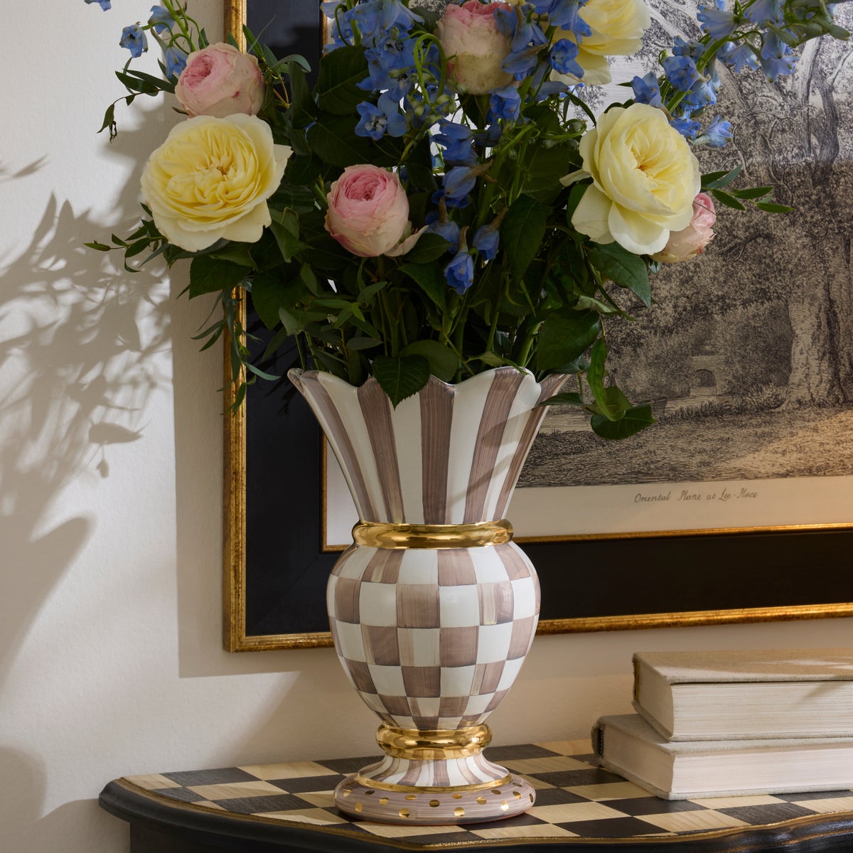 Mocha Check Ceramic Great Vase - Image 3