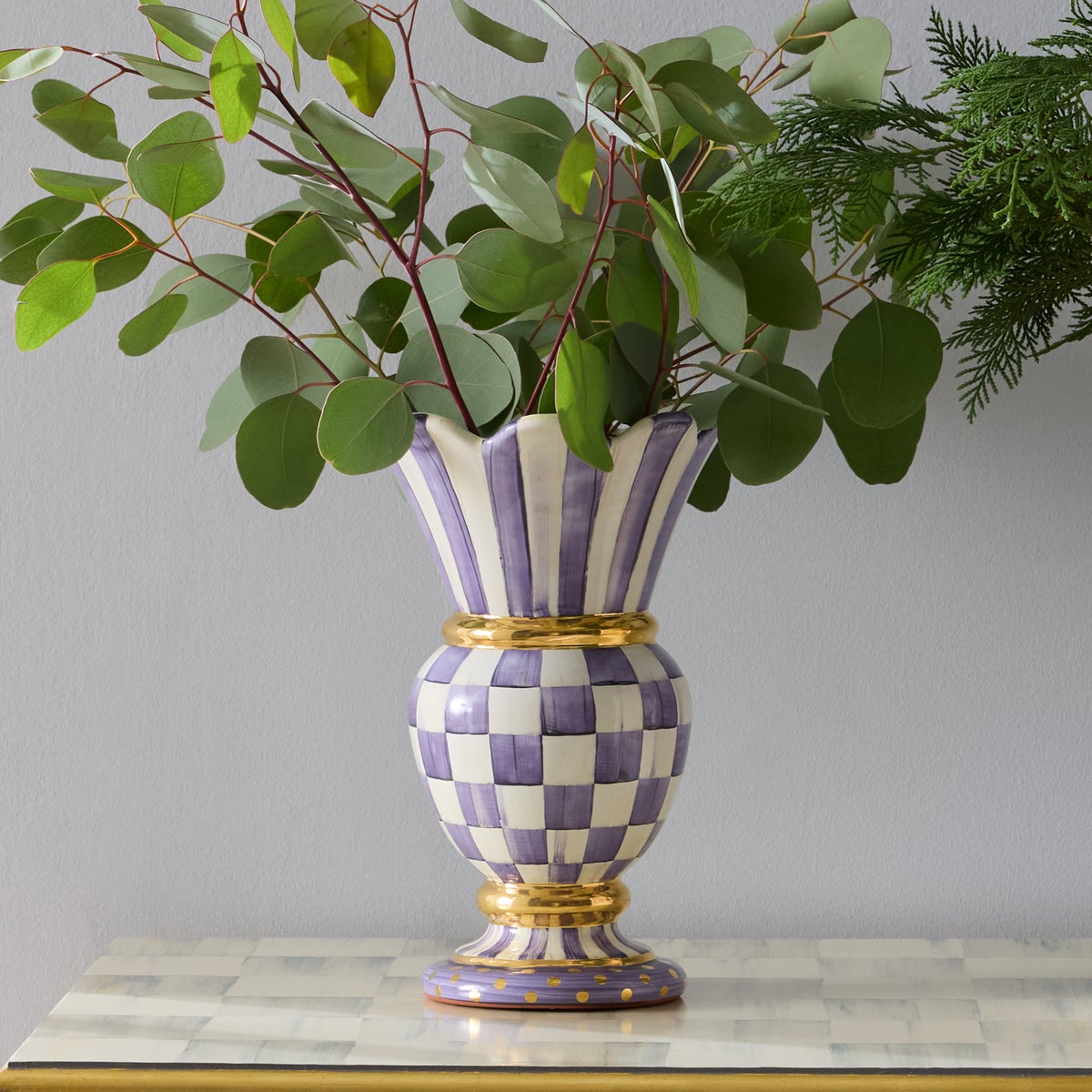 Violet Check Ceramic Great Vase - Image 3
