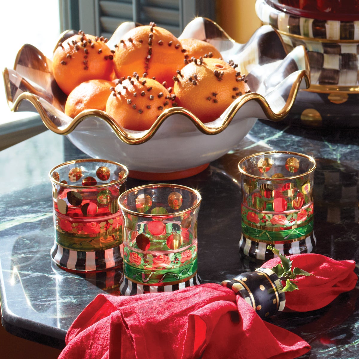 Courtly Check Medium Ceramic Fluted Serving Bowl - Image 3