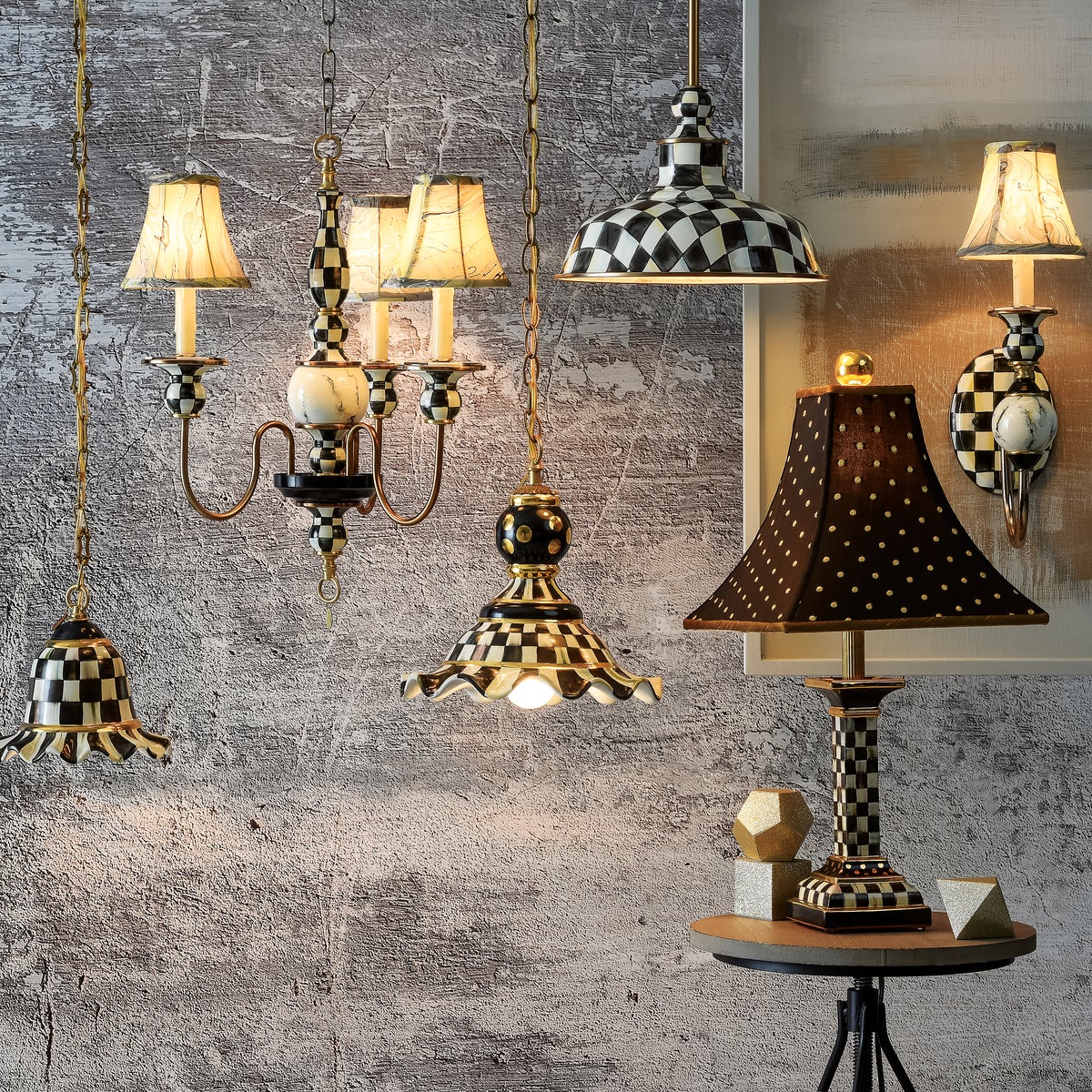Courtly Check Medium Ceramic Pendant Lamp - Image 3