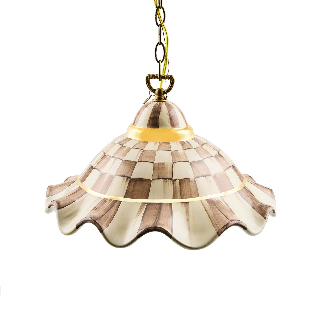 Mocha Check Medium Ceramic Pendant Lamp