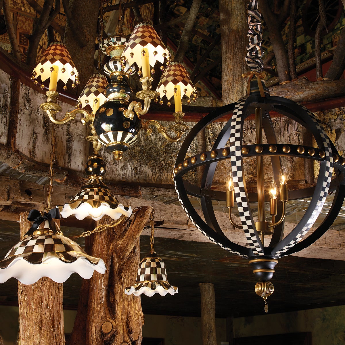 Courtly Check Ceramic Fluted Hanging Lamp - Image 8