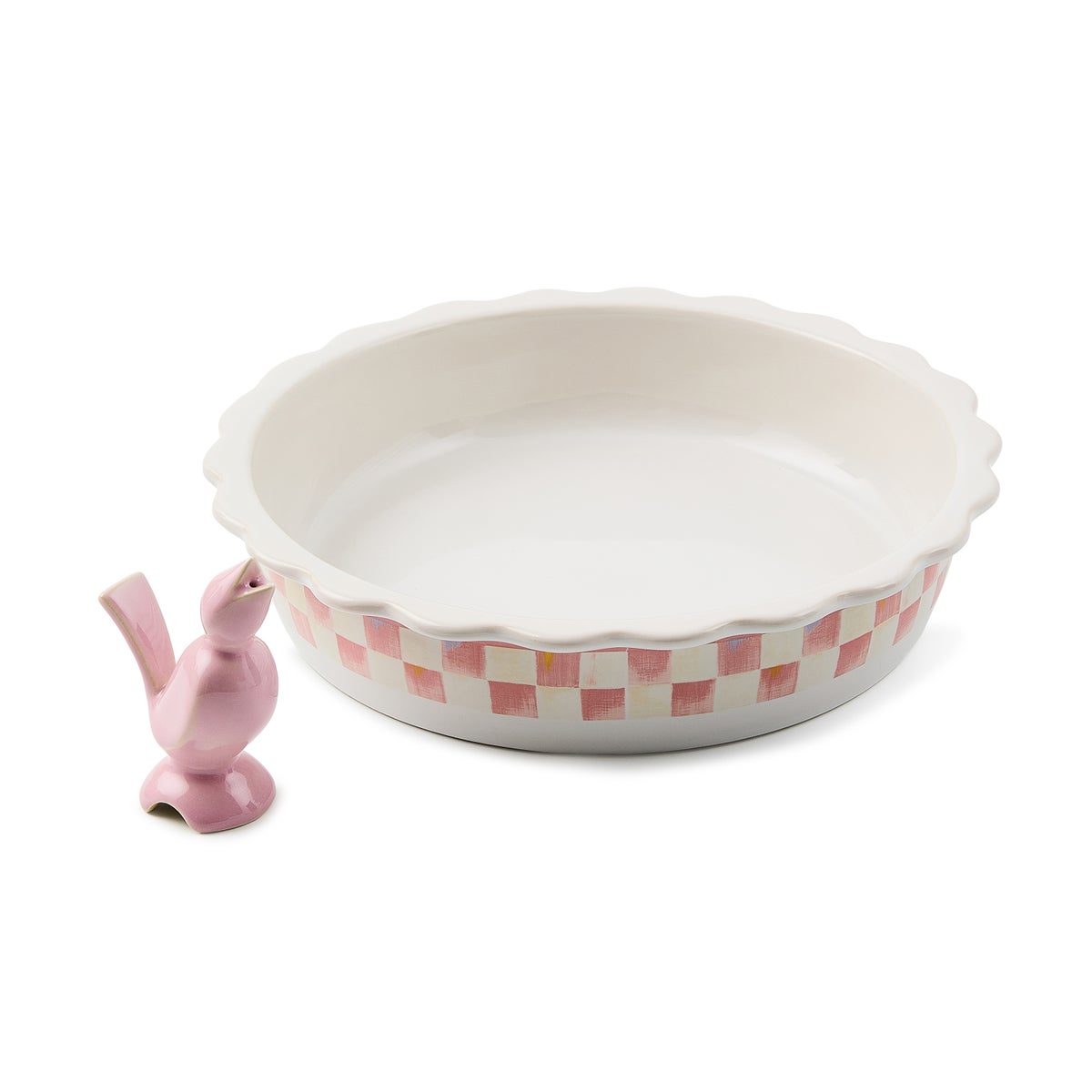 Rosy Check Everyday Pie Plate with Pie Bird - Image 2
