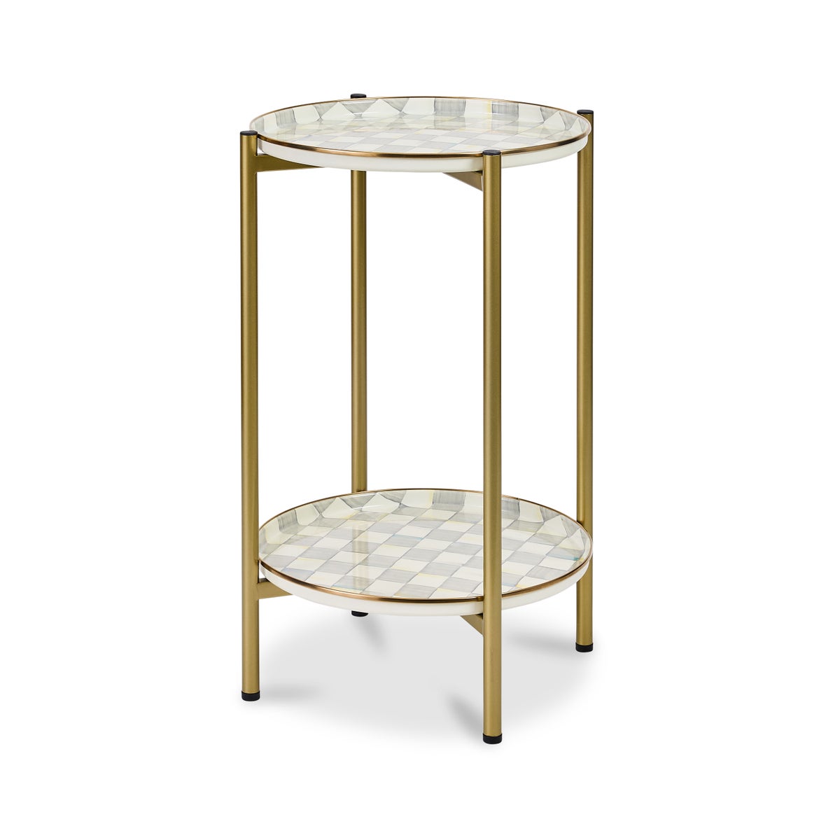 Sterling Check Enamel 2-Tier Cocktail Table