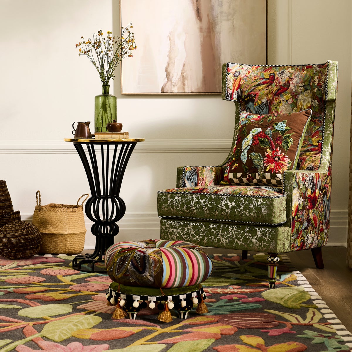 Courtly Check Pedestal Accent Table - Image 4