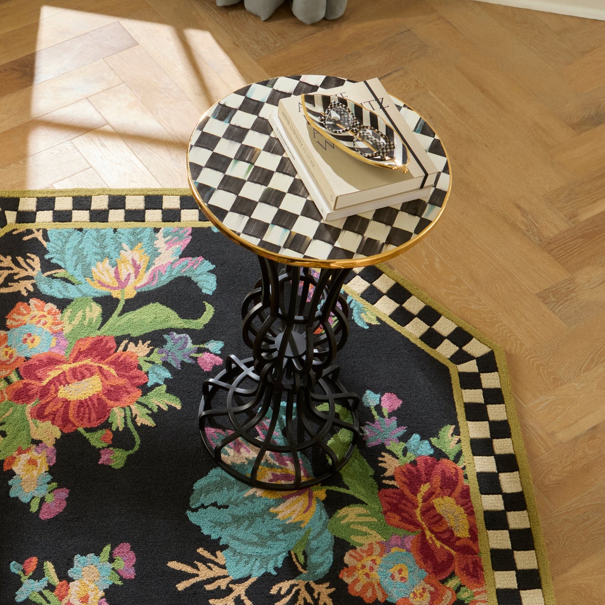 Courtly Check Pedestal Accent Table - Image 6