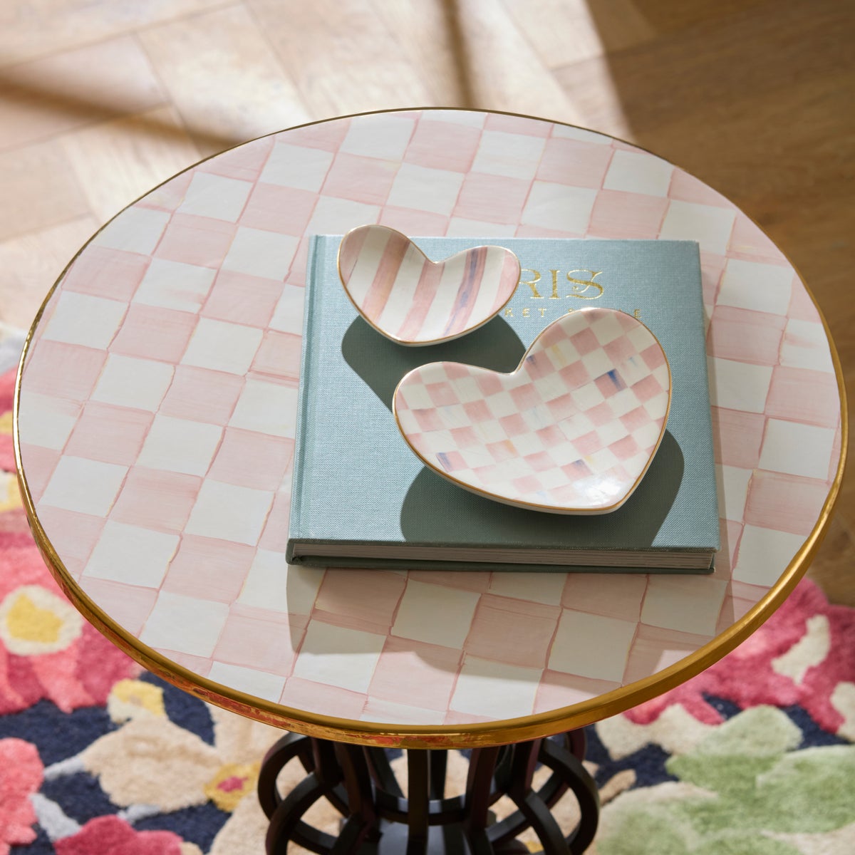 Rosy Check Pedestal Accent Table - Image 4