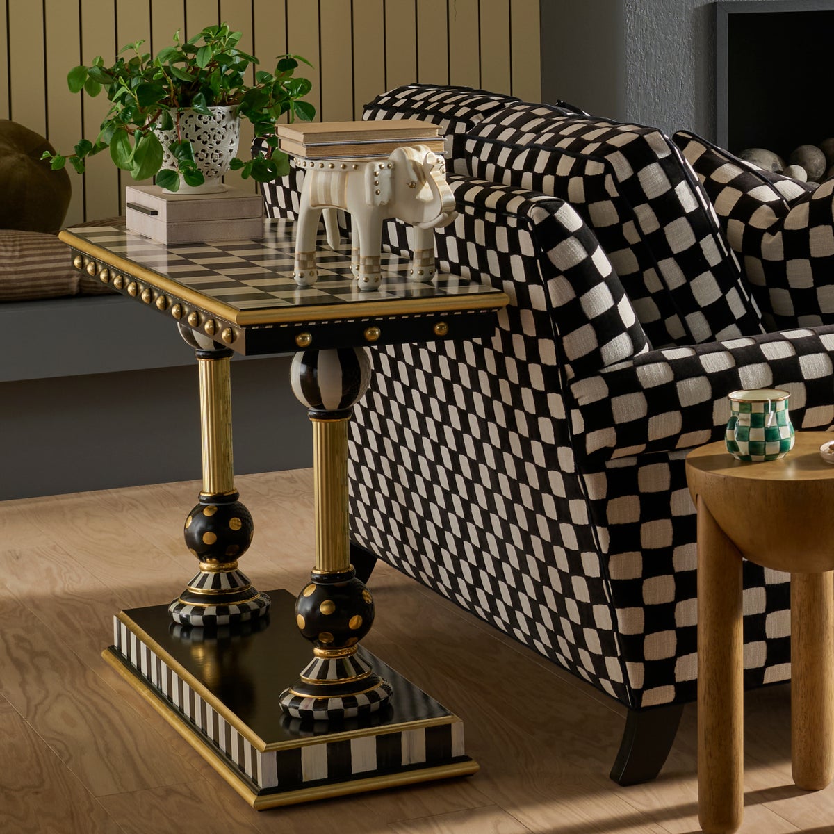 Courtly Brass & Ceramic Console Table - Image 2