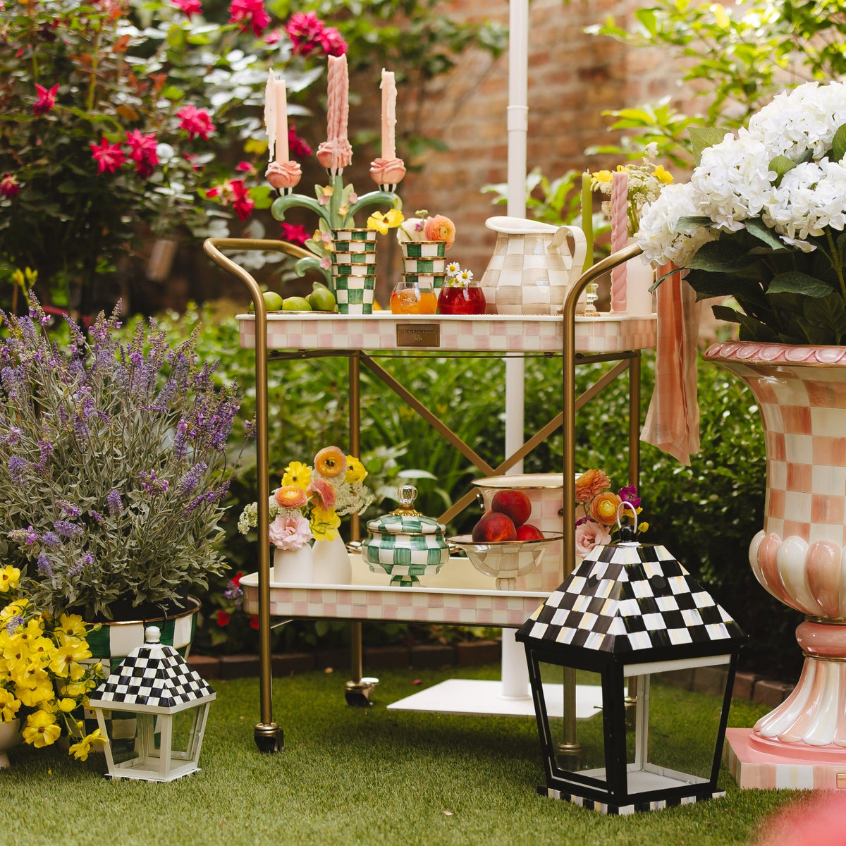 Rosy Check 2-Tier Kitchen Cart - Image 2