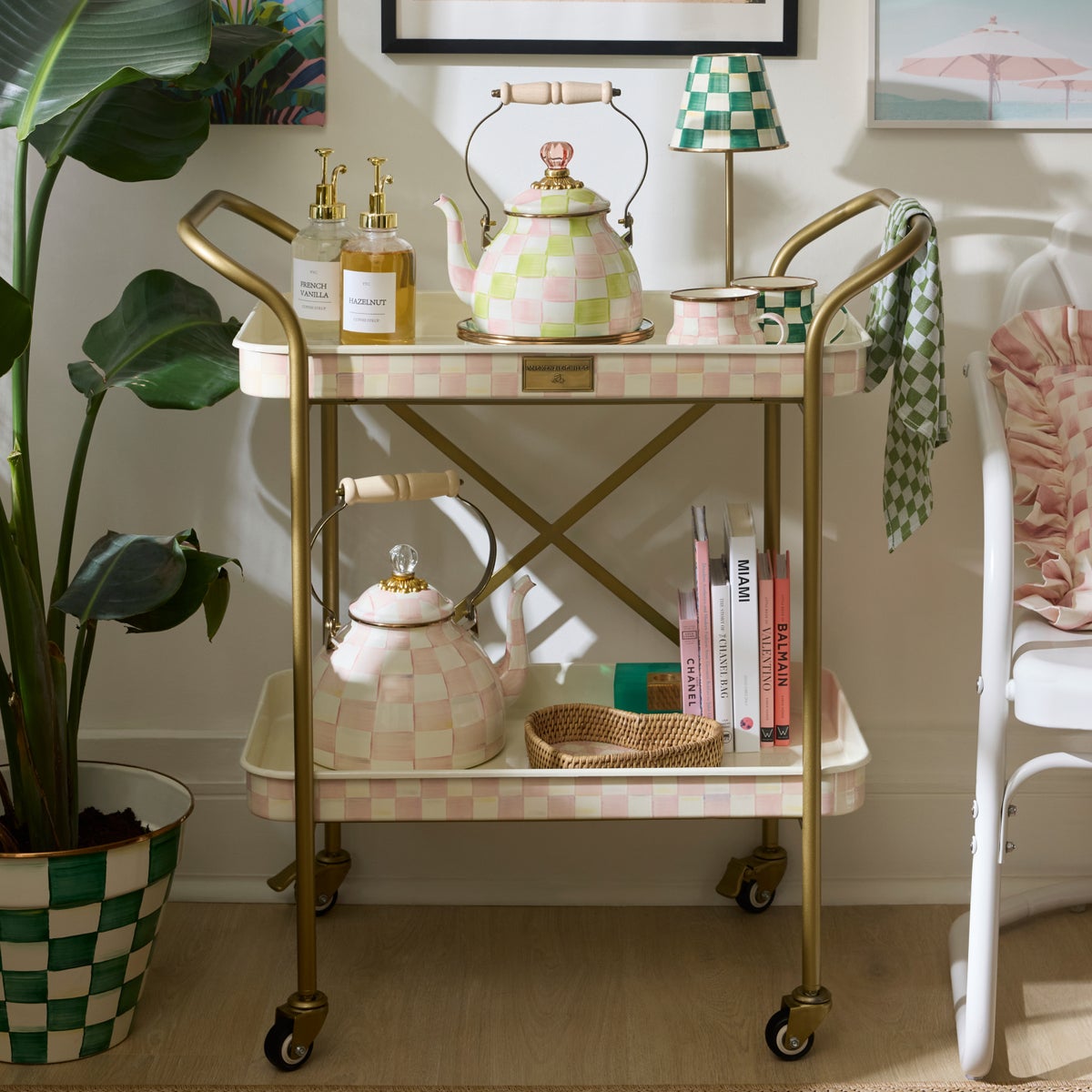 Rosy Check 2-Tier Kitchen Cart - Image 7