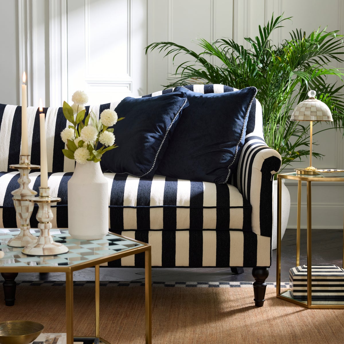 Marquee Black Stripe Chenille Sofa - Image 6