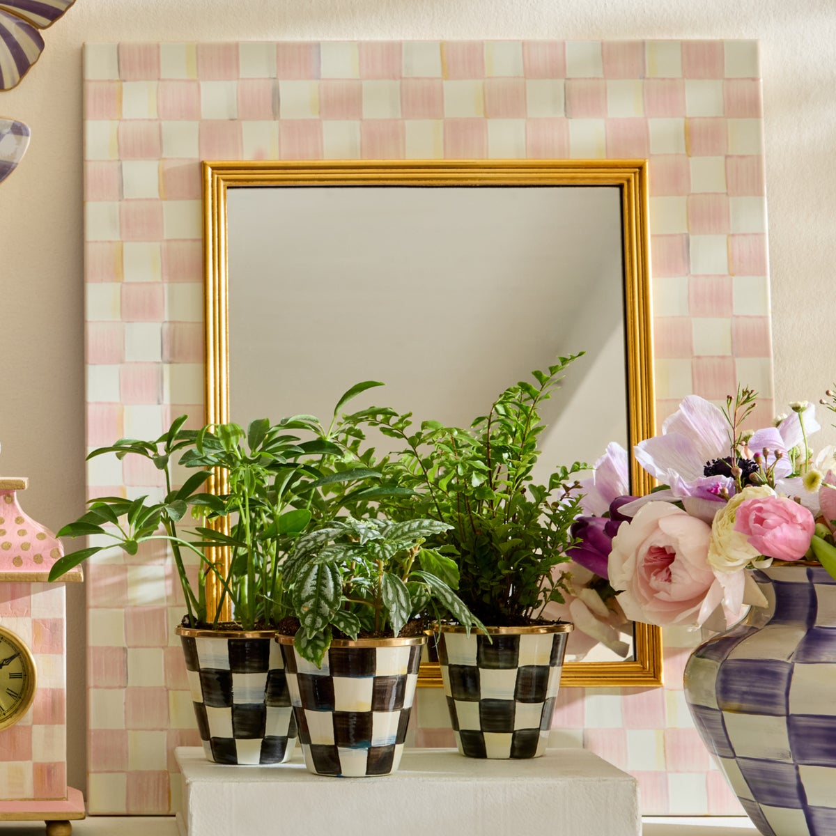 Rosy Check Enamel Wall Mirror - Image 2