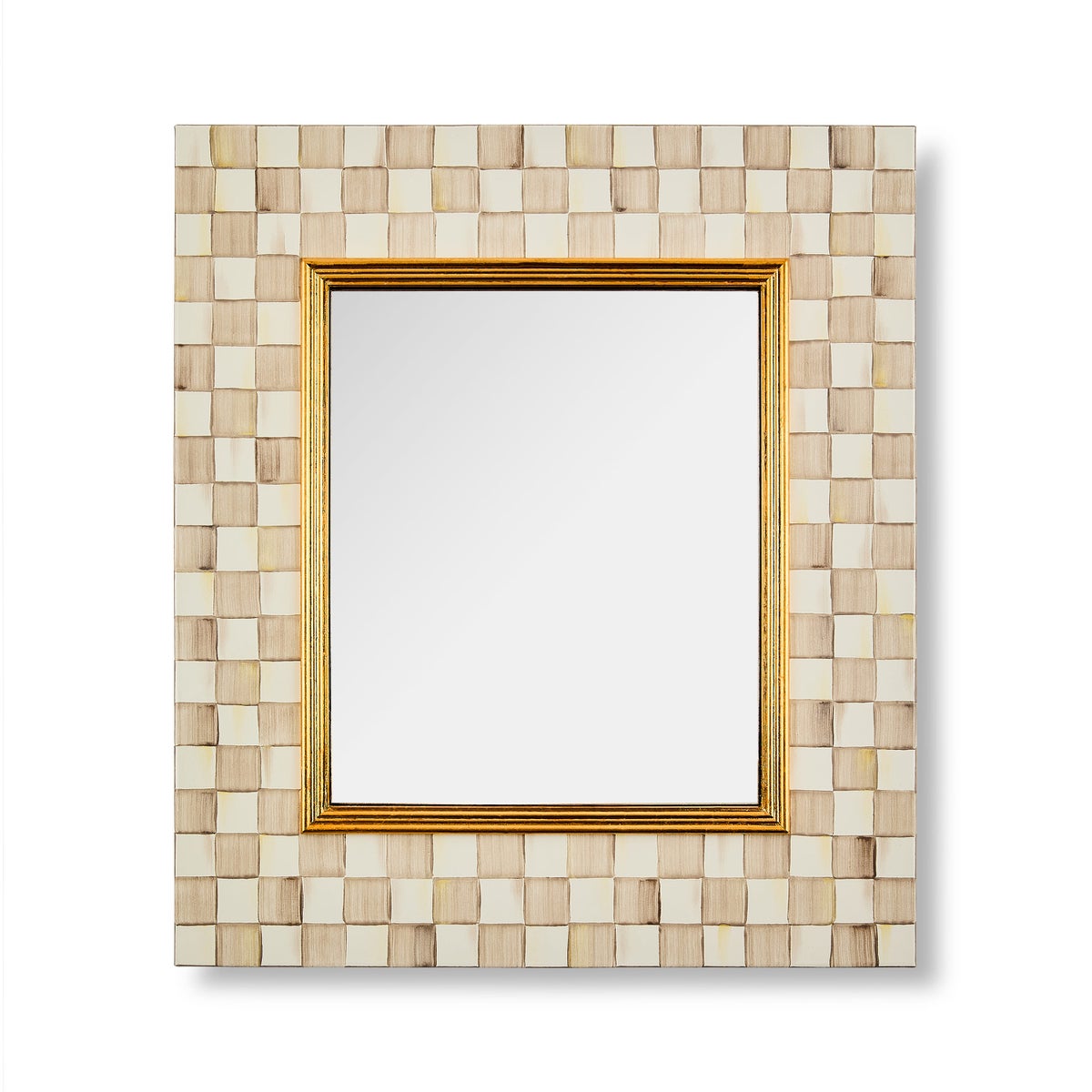 Mocha Check Enamel Wall Mirror