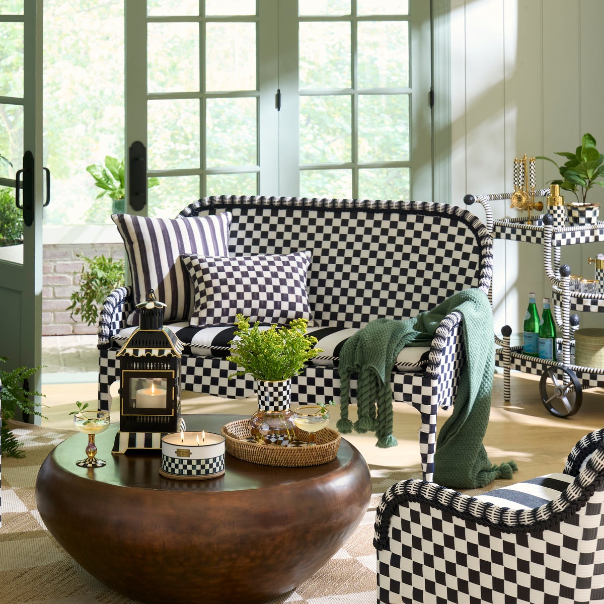 Gambit Check Outdoor Loveseat - Image 7