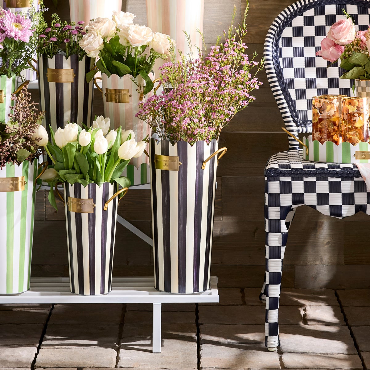 Courtly Stripe Flower Buckets, Set of 3 - Image 2