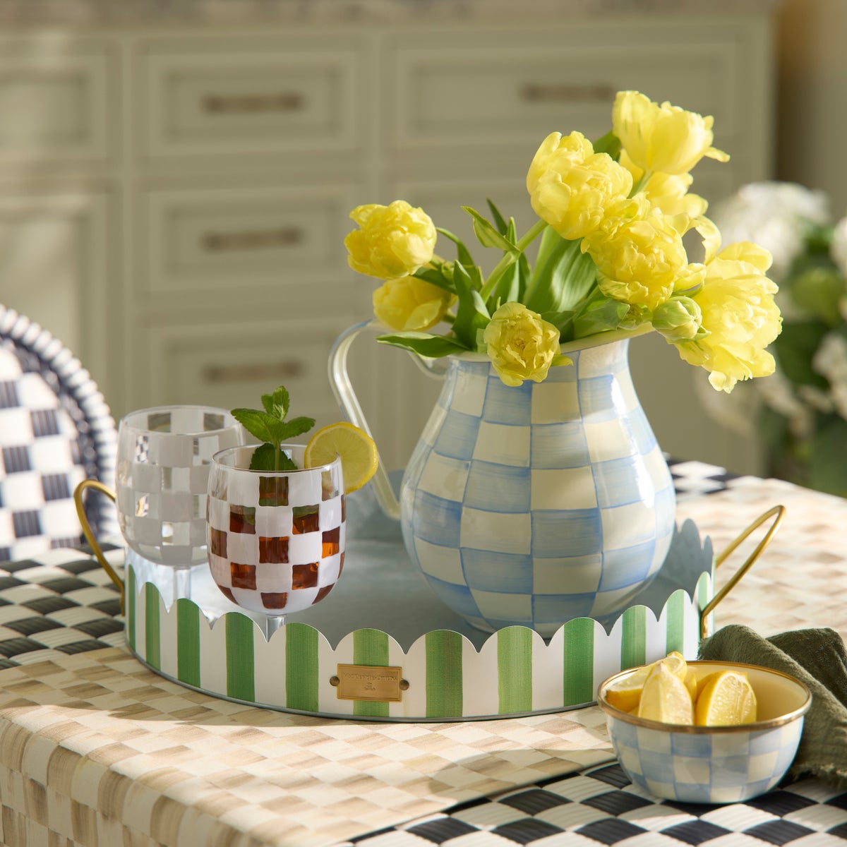 Grass Green Stripe Serving Trays, Set of 2 - Image 4