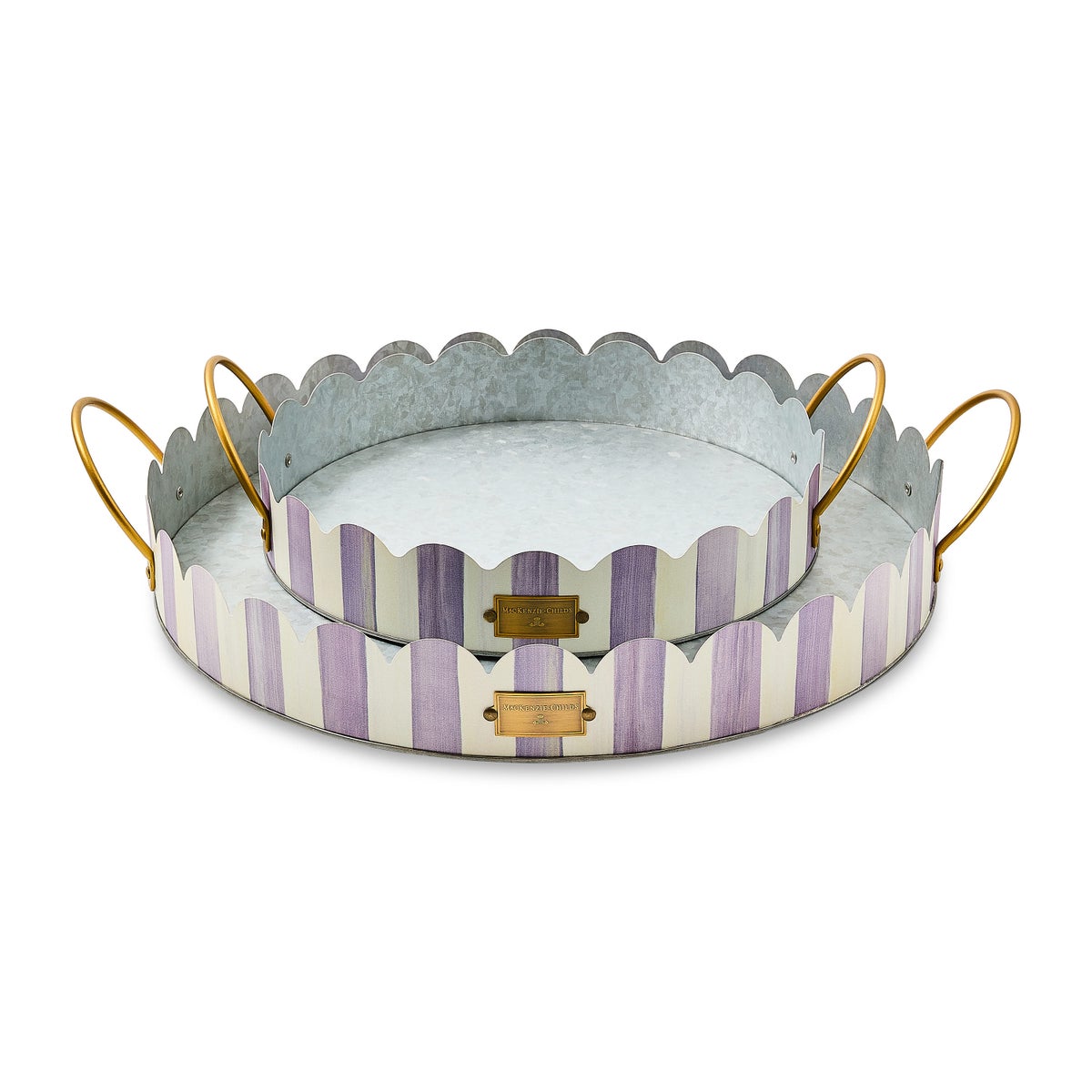 Violet Stripe Serving Trays, Set of 2
