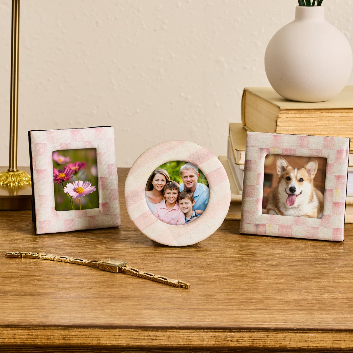 Rosy Fabric Frames, Set of 3 - Image 2