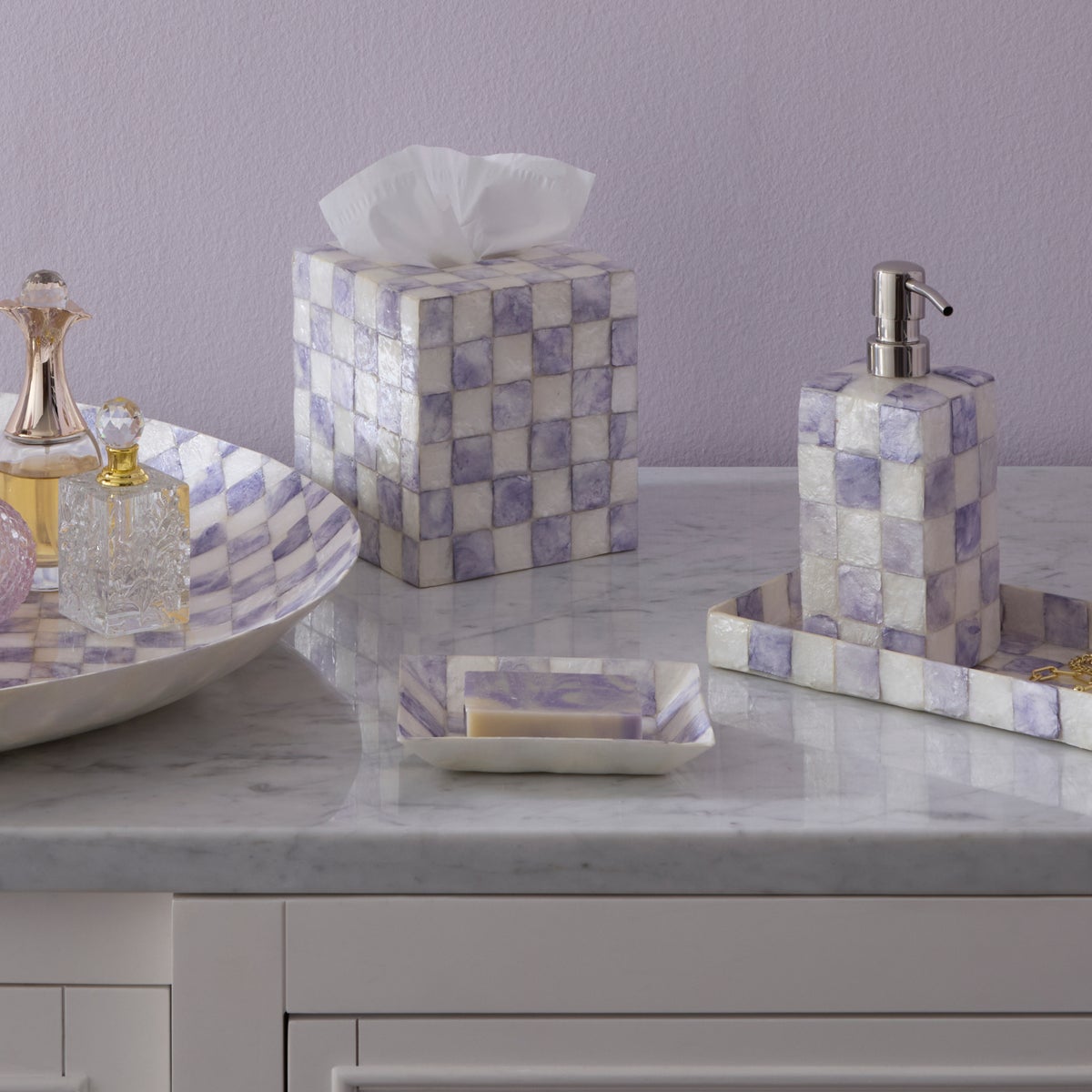 Violet Check Capiz Soap Dish - Image 2