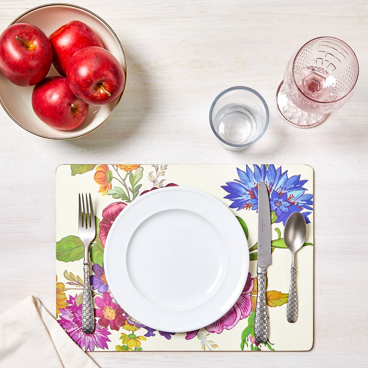 White Flower Market Placemats, Set of 4 - Image 2