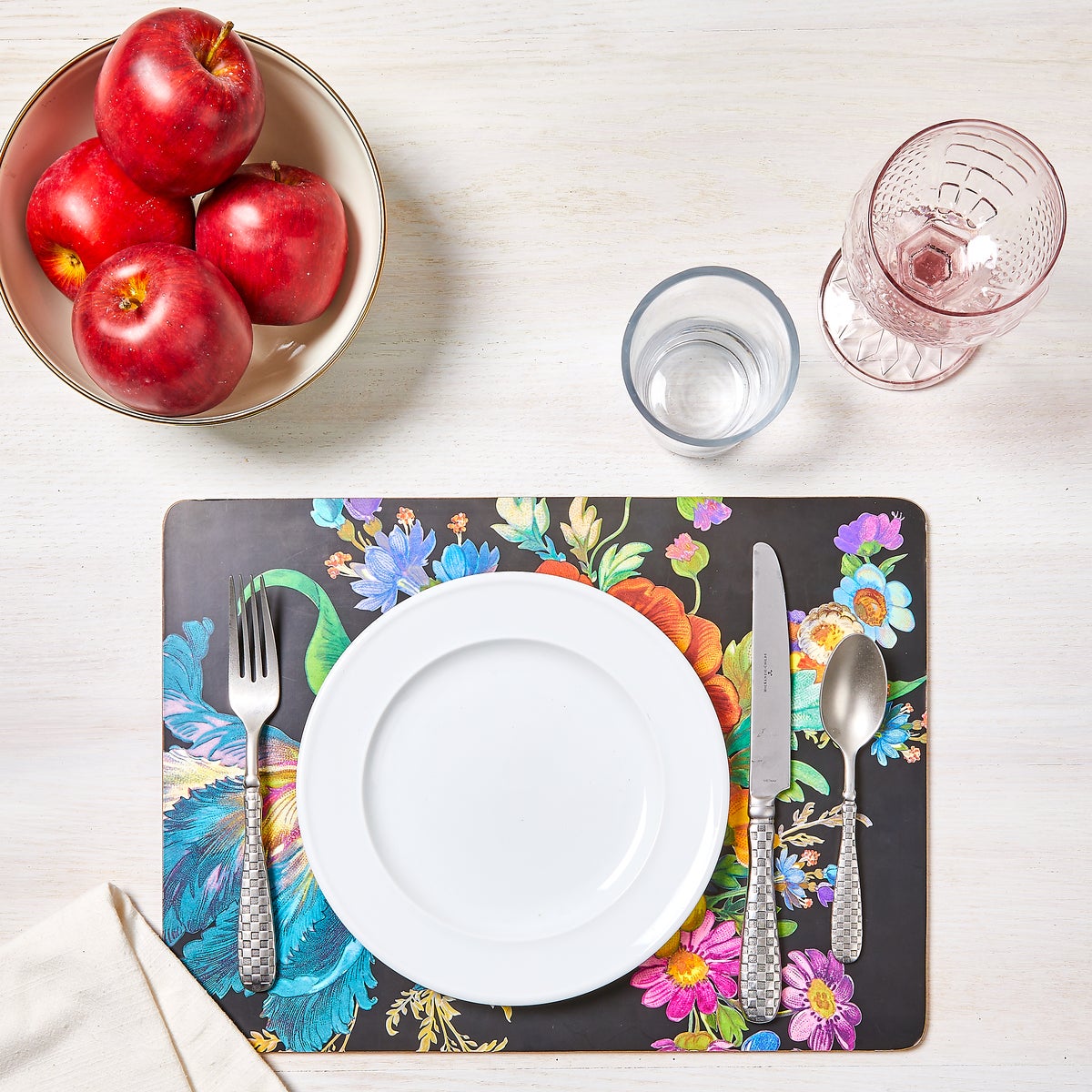 Black Flower Market Placemats, Set of 4 - Image 2