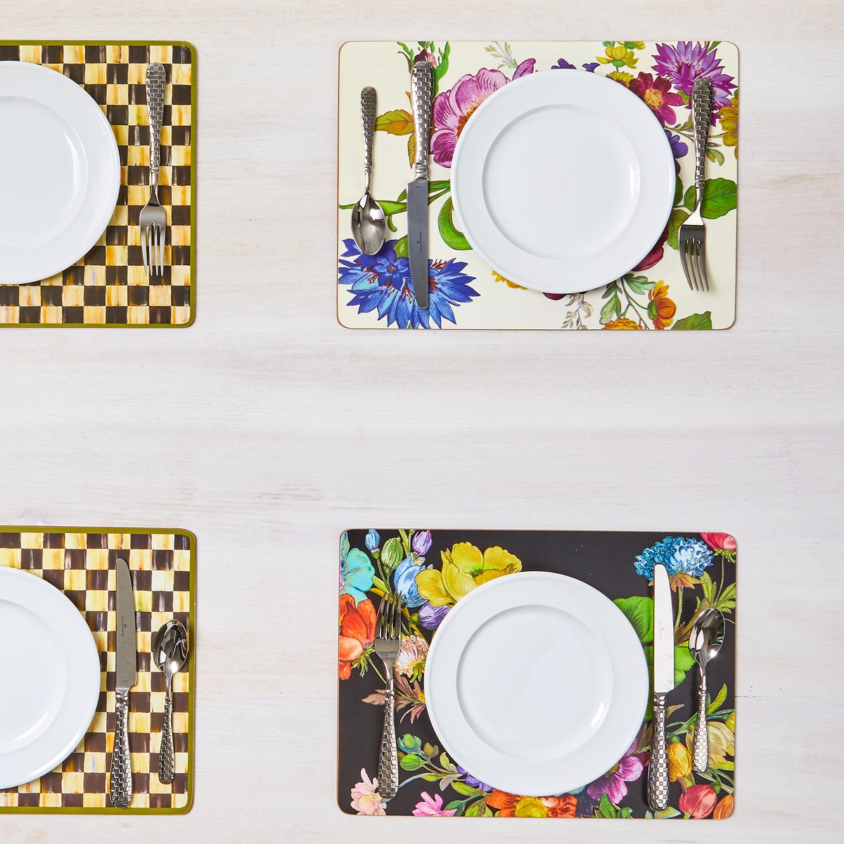 Black Flower Market Placemats, Set of 4 - Image 4