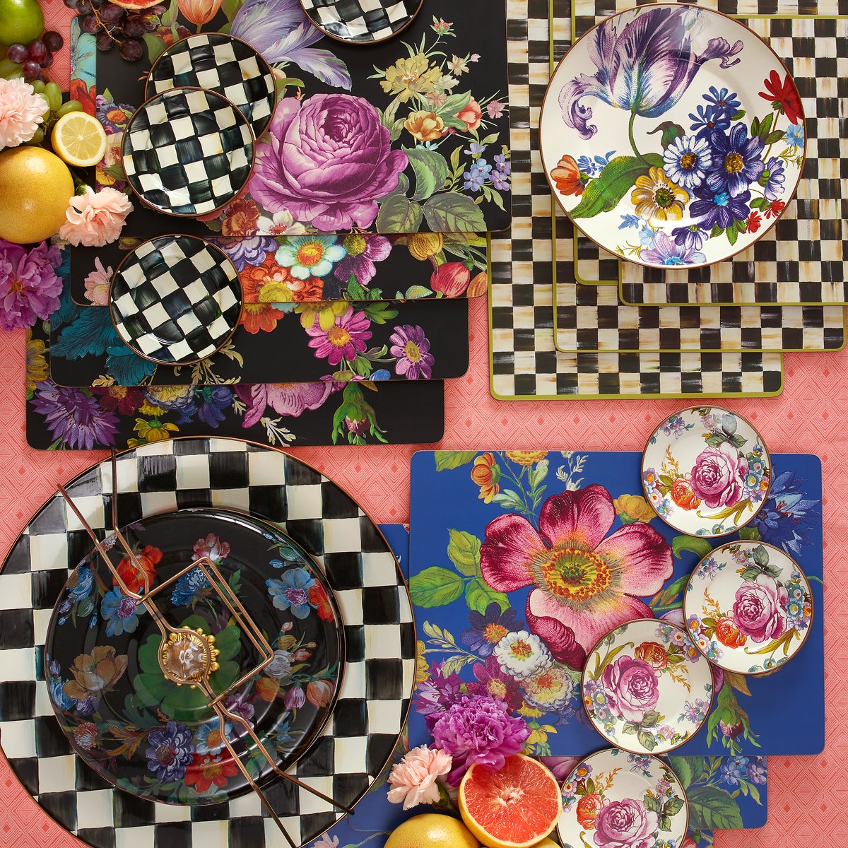 Black Flower Market Placemats, Set of 4 - Image 5