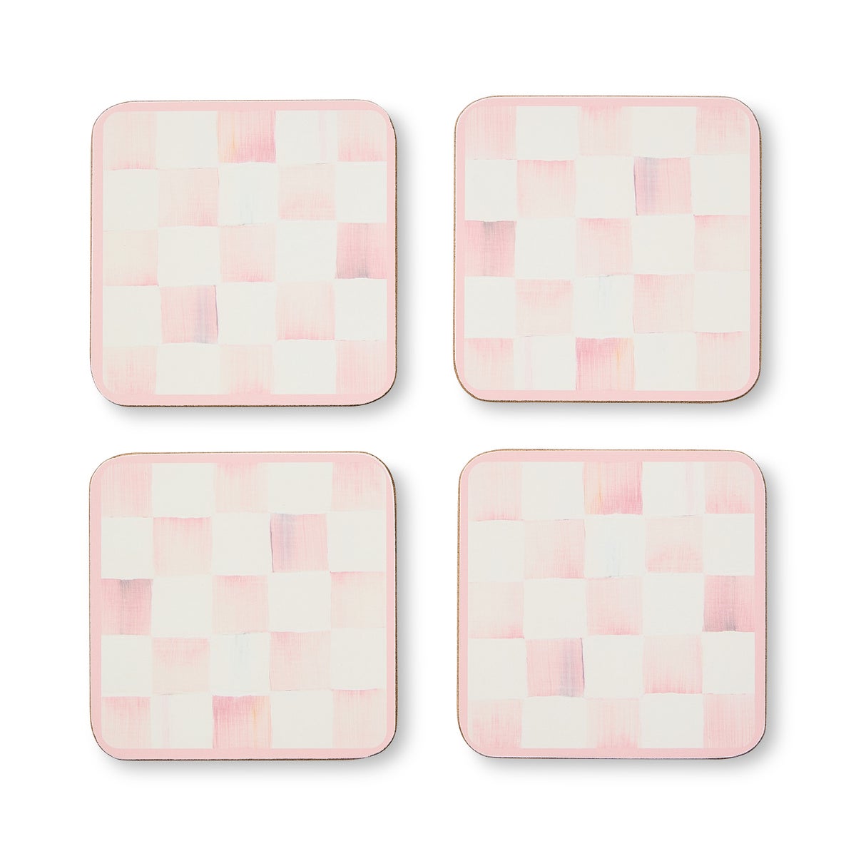 Rosy Check Cork Back Coasters, Set of 4 - Image 4