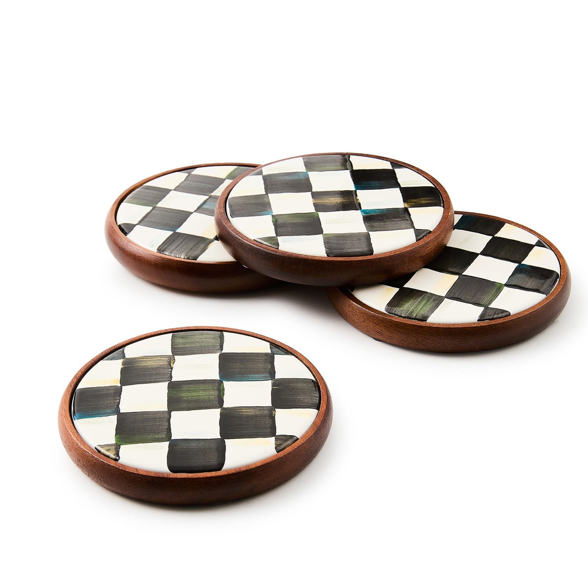 Courtly Check Enamel Coasters, Set of 4 - Image 3