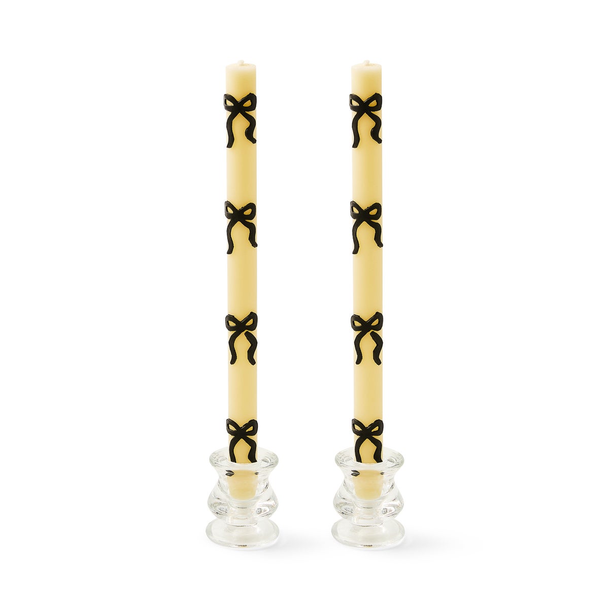Black Bow Dinner Candles, Set of 2