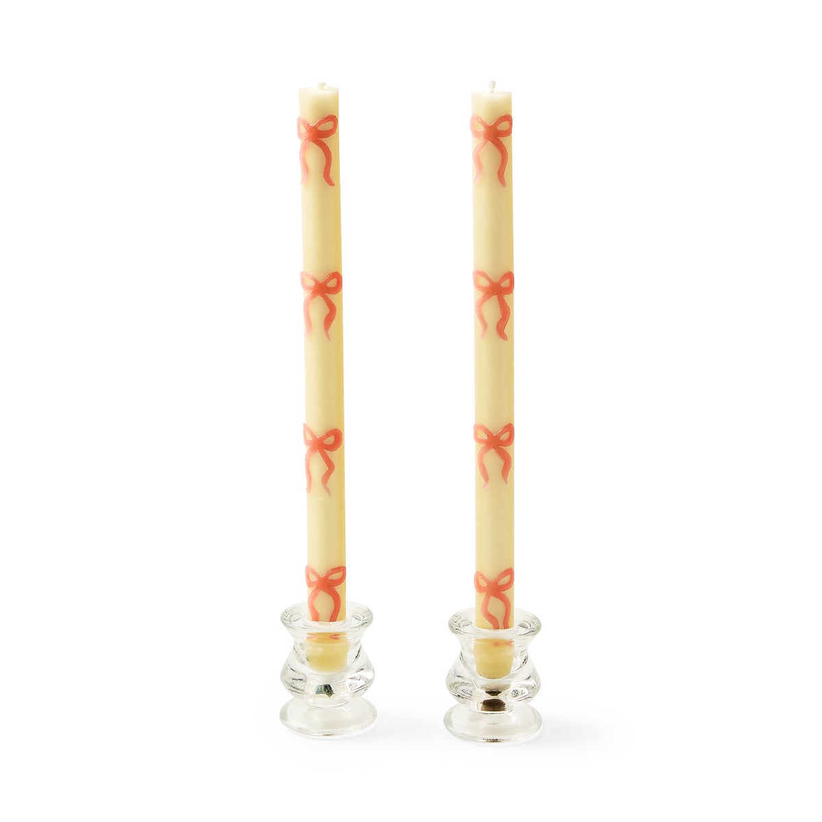 Pink Bow Dinner Candles, Set of 2