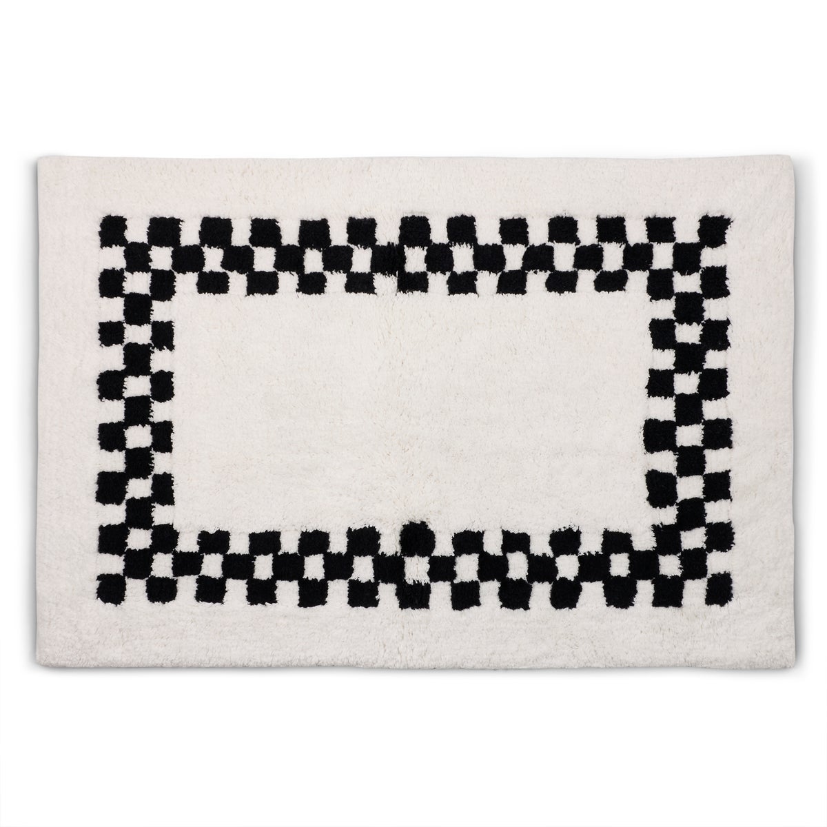 Black Check Hotel Bath Rug