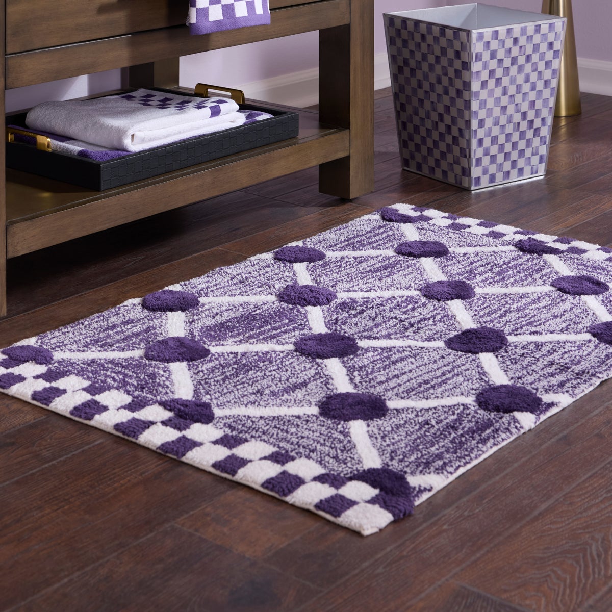 Violet Lattice & Dot Bath Rug - Image 2