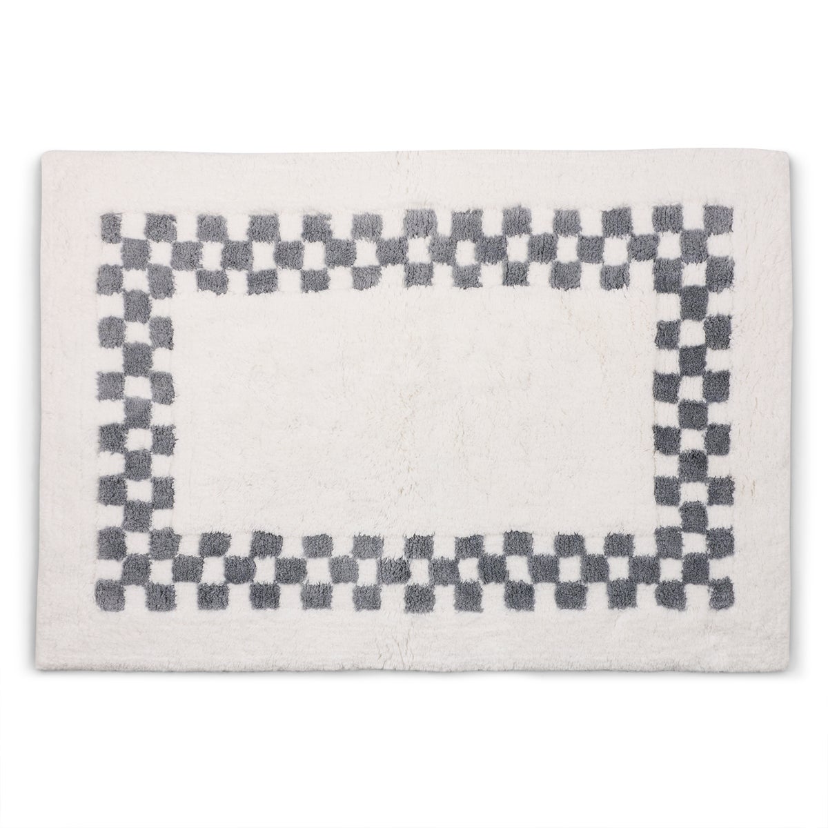 Grey Check Hotel Bath Rug