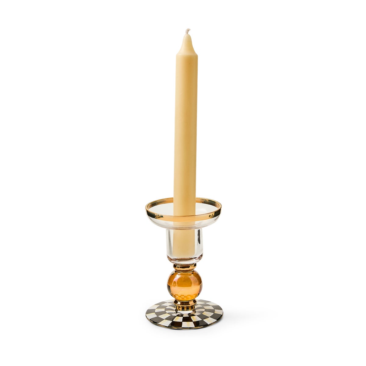 Courtly Check Small Glass Candlestick - Image 3