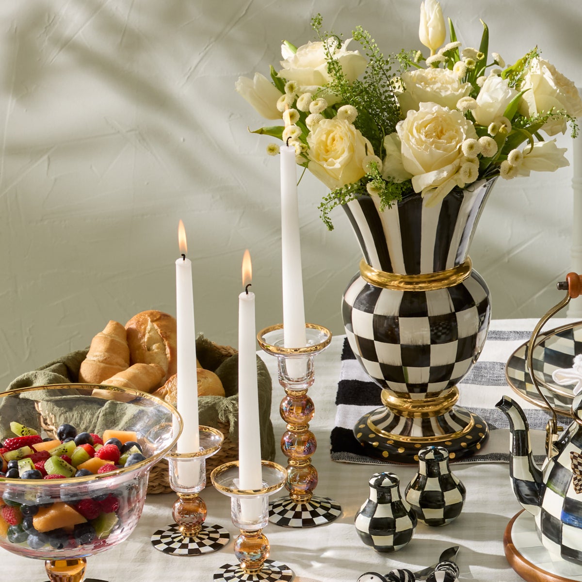Courtly Check Large Glass Candlestick - Image 6