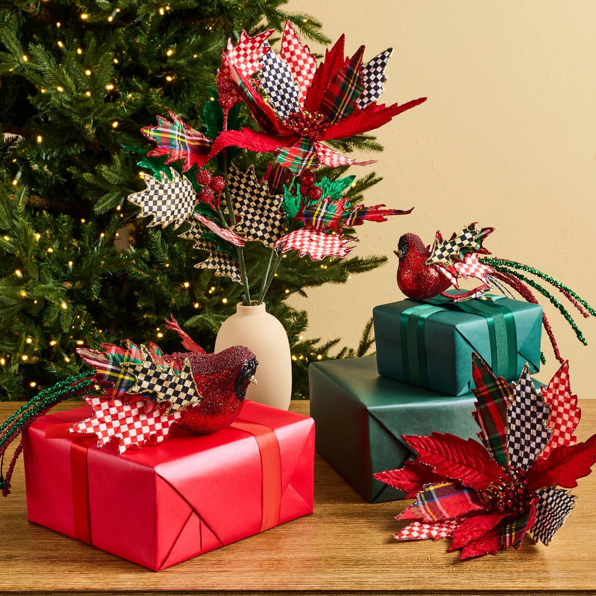 Timeless Tartan Poinsettia Stem - Image 2