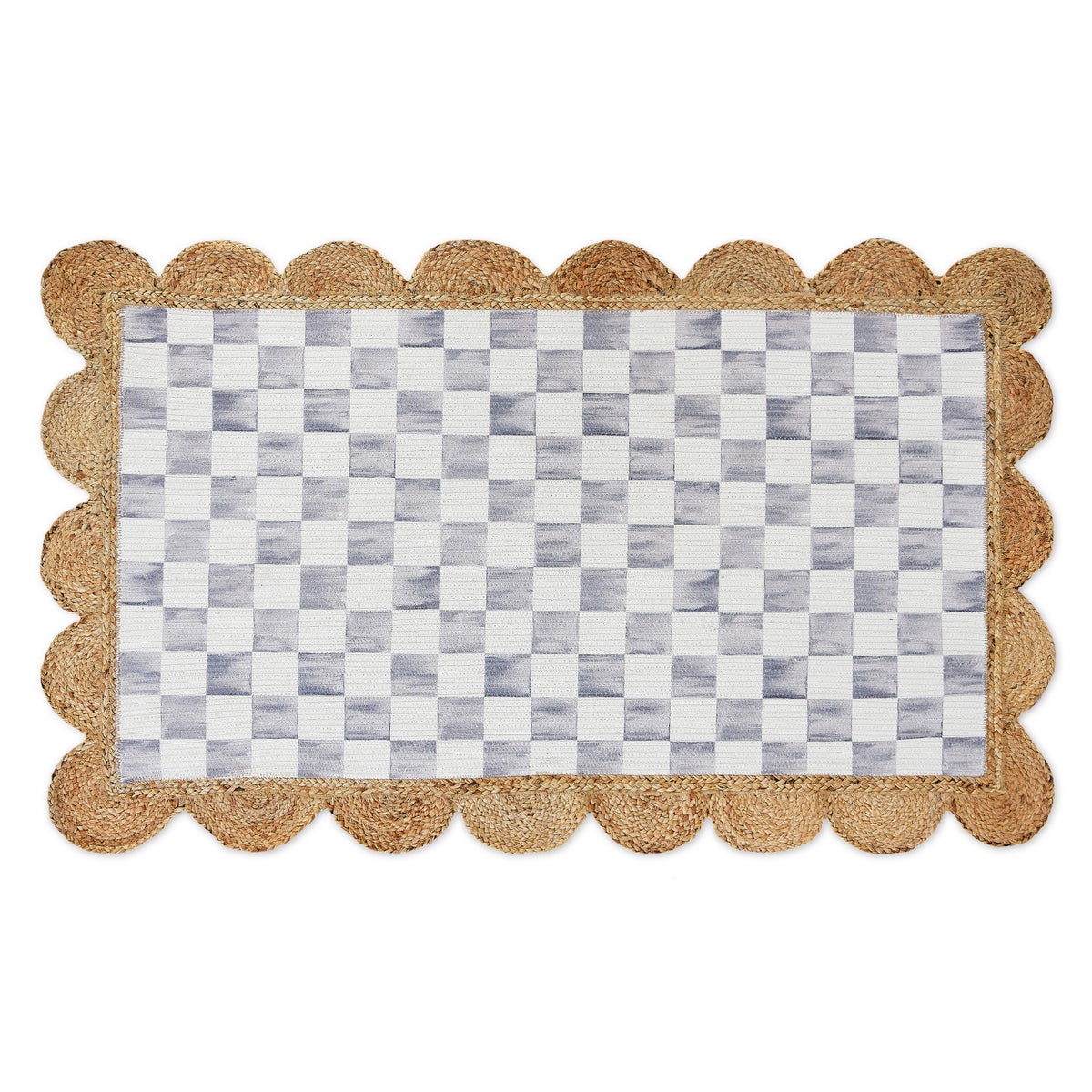 Grey Check with Jute Scallops 3' x 4'8.5" Rug