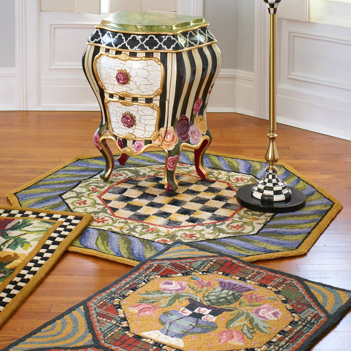 Courtly Check Purple & Green 5' Octagon Rug - Image 6