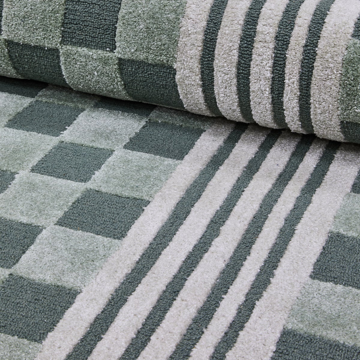 Sage Green Tonal Check 3' x 5' Rug - Image 2