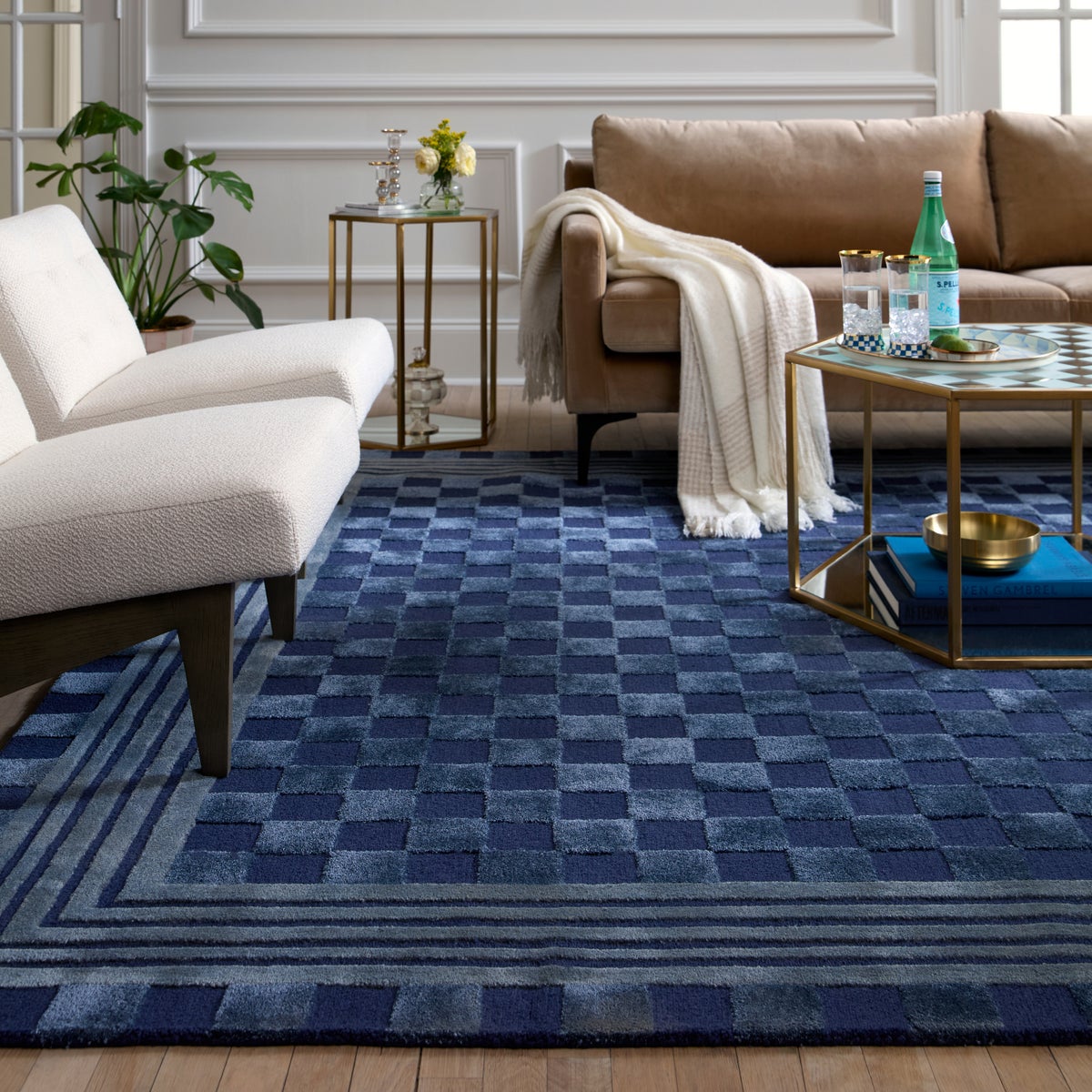 Indigo Blue Tonal Check 8' x 10' Rug - Image 2